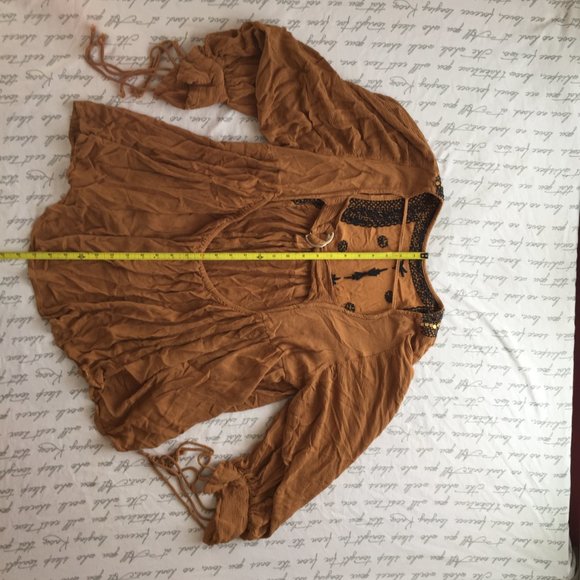 Anandas Embroidered Beaded Boho Smock Top - Picture 10 of 16
